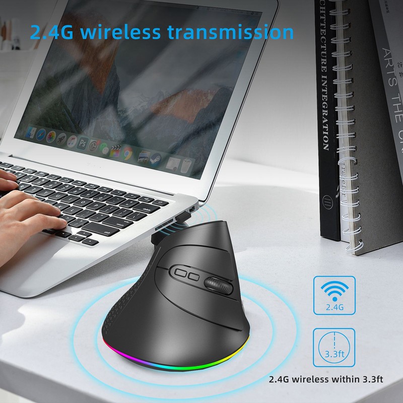 Wireless Dual-mode Mouse 2.4G/BT5.1 Computer Mouse Gaming Mouse Ergonomic Silent