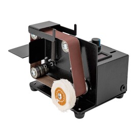 CUBELLIN DIY Mini Belt Sander 180W Electric Belt Grinder with 10Pcs Abrasive Belt Speed and Tightness Adjustable Polishing Grinding Machine for Wood Metal Knife