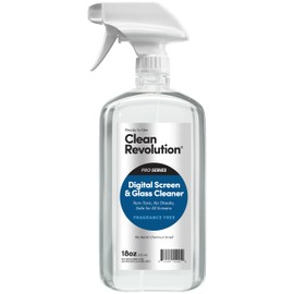 Clean Revolution Pro Digital Screen and Glass Cleaner, Spray and Wipe TV Screens, Computers, Mirrors and Windows: Non-Toxic, No Harsh Chemicals or Odors. Ready to Use, Unscented, 18 oz (Pack of 1)