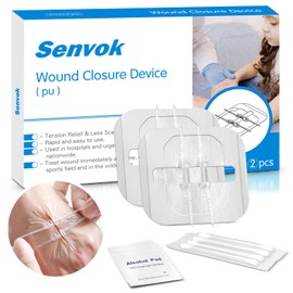 Senvok Butterfly Bandaids for Wound Closure, 2 Pcs Zip Stitch Wound Closure Strips, Surgical Laceration Repair Without Sew - Quick Clot - Emergency Wound Closures Device (PU)