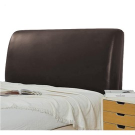 Leather PU Bed Headboard Slipcover for Queen Full Cal King, Waterproof Stretch Headboard Cover Thicken Dustproof Protector Cover for Home Decor Washable,Brown (Color : Brown, Size : Cal King:71in)