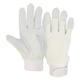 Otafuku Gloves, Leather Gloves, Pig Leather, Wrist Magic Stop, Cotton Meliyasu R-293, White, LL (3 Pairs)