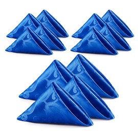 HommxJF 12 Pieces Scroll Damask Jacquard Satin Napkins Royal Blue Cloth Napkins 17 x 17 inch,Water Resistant Spillproof Dinner Napkins for Restaurant Weddings Party Dinner Decoration