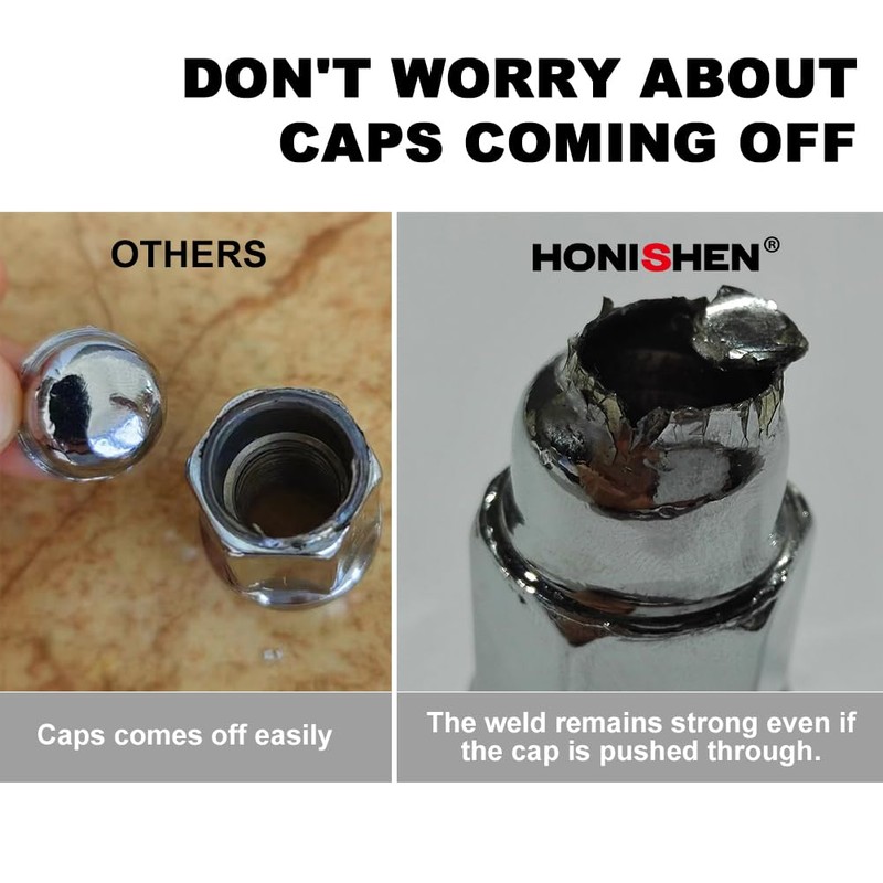 Honishen 15735-04-20AM Chrome 1/2"-20 Bulge Acorn Lug Nut, 20 Pack