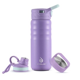 IDEUS Vacuum Insulated Water Bottle, 18 Oz (540 ml) Stainless Steel Double Wall Flask Metal Sports Canteen with Leak-Proof Screw Cap (Violet)