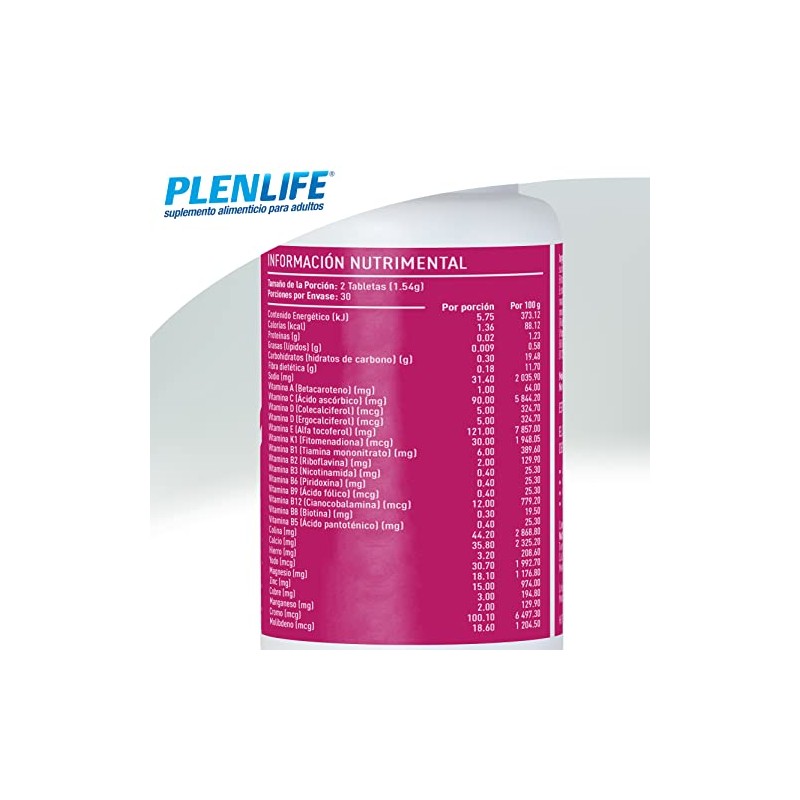 PLENLIFE Multivitaminas tabletas masticables complejo B sabor fresa 60 u.