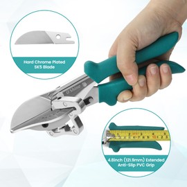 O'Shine Long Handle Miter Shears, Quarter Round Cutting Tool For Molding Wood, 45~135 Multi Angle Shoe Molding Cutters, Trim Cutter Hand Tool For Angular Cutting Moldings Crafting, w/ 1pc Extra Blade