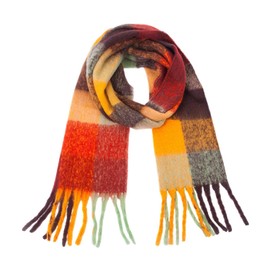 CQQNIU 1 Piece Plaid Scarf, Cold-Proof Scarf, Warm Scarf, Plush Scarf, Fashion Scarf, Tassel Shawl