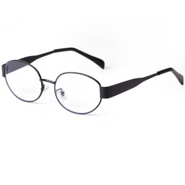 Laurinny Retro Oval Blue Light Filter Glasses Women's Blue Filter Glasses Men Without Prescription Blue Light Blocking Glasses Metal Frame Gaming Glasses, Black/Clear