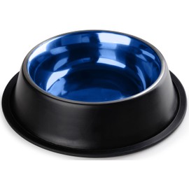 STILGUT Feeding Bowl for Dogs and Cats, Aluminium 0.7 L, Dog Bowl, Cat Bowl, Water Bowl - Black/Blue