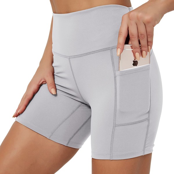 Rataves Women's 6 Inch Athletic Yoga Shorts with Pockets Tummy