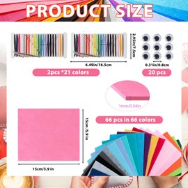 YeaHapiday filz zum basteln, 66 Farben Bastelfilz Set,Filzquadrate zum Selbermachen Filzstoff und Vliesstoff zum Basteln für Patchwork, Nähen, Bastelbogen, Handwerk Projekte,15 x 15 cm