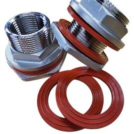 1" NPT SS304 Heavy Duty EZ Seal Weldless Bulkhead w/BUNA-N Gaskets