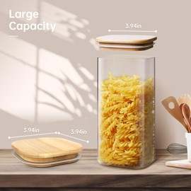 4 Pack Bamboo Lids for Glass Jar, 3.95" - 4" Width Glass Jars Lid, Natural Bamboo Wood with Silicone Sealing Rings For HomArtist Square Glass Jars