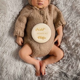 Engraved Wooden Milestone Cards - My First Year - with Fabric Bag as a Gift for Birth or Baby Shower - for Girls and Boys