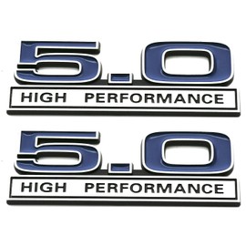 2pcs 5.0 Liter High Performance Engine Emblems Badge 3D Decals Stickers Cars Trucks (Chrome Blue)