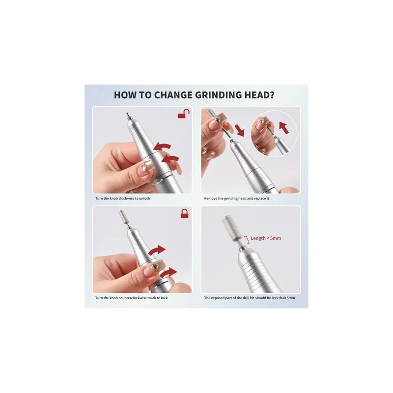 Taladro Portátil Profesional Para Esmalte De Uñas, 45000 Rpm
