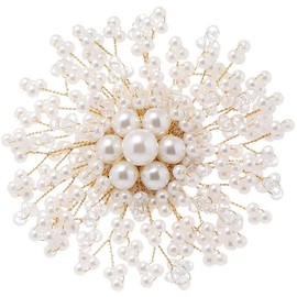 Coollooda Corsage, Formal Brooch, Pearl, Graduation, School Entrance, Wedding, Ladies, Ceremony, Moms, Kindergarten, Large, Glamorous, White, 3.1 inches (8 cm)