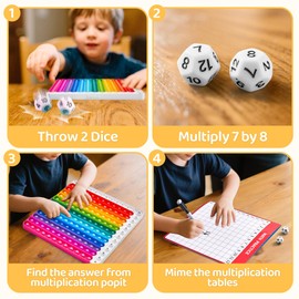 JoyCat Multiplication Chart Pop It,9.8 x 10.2in Fidget Toys Times Table for Kids,Math Manipulatives Kindergarten 1st 2nd 3rd 4th 5th Grade,Stress Relieving