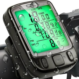 Retoo Bicycle Computer with Bicycle Speedometer, Odometer with 25 Functions, Waterproof Bicycle Speedometer with LCD Display with Backlight, Multi-Function, Bicycle Computer, Black