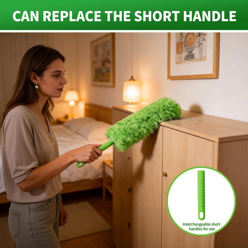 Cobweb Duster with Extension Pole, Washable Cleaning Duster Kit with