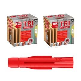 TOX 010100021 All-Purpose Dowel TRI 5 x 31 mm, Reliable Attachment in Almost All Building Materials, Pre-and Through Mounting, Dowels Knotted or Spread as Required, 2 x 100 Pieces in Box