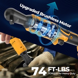 Funnywhale Cordless Ratchet Wrench 74ft-lbs Compatible with 20V Max Battery(No Battery) 3/8-inch Brushless Power Ratchet Wrench with Variable Speed