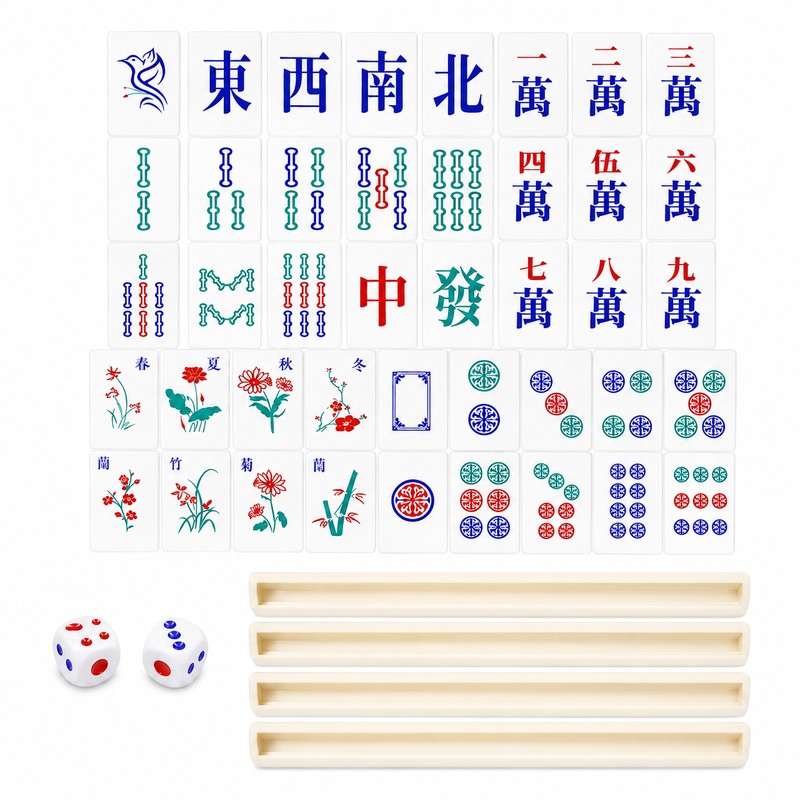 Portable Mini Mahjong Set with Foldable Playing Surface – Travel