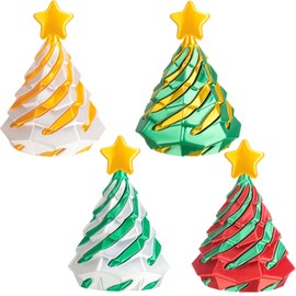 4 Pack 3D Printed Spiral-Shaped Christmas Tree, Printed Christmas Tree Spiral, Impossible Cone Fidget Toy for Relaxing, Christmas Tree Tabletop Ornaments for Home, Office, RV