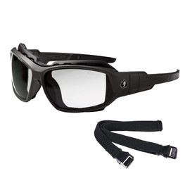 Ergodyne Skullerz Skullerz Loki Convertible Anti Scratch Safety Spoggles Glasses-Includes Gasket and Strap to Convert to Goggle, Anti Fog