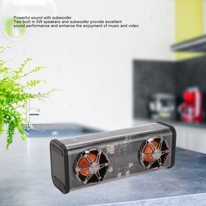 Transparent Bluetooth Speaker 2x5W Subwoofer Portable Wireless Bluetooth 5.3 Speakers