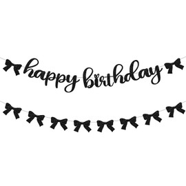 Black Bow Banner Black Coquette Birthday Decorations Black Bow Garland Coquette Birthday Decorations Girls Women 1st 16th 21st 30th Bday Party Supplies