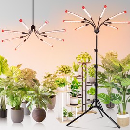 Gamechanger! 72W, NOT 24W, Bright Beyond Your Imagination, 8Head Stand Grow Lights for Indoor Plants, 2025 Big Coverage Full Spectrum LED Plant Grow Light for Bonsai Tree, Tall Plant, 4,8,12 Hr Timer