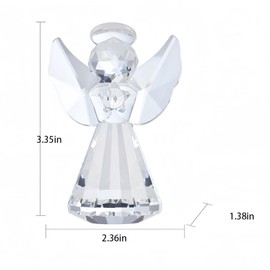 Jiskenis Decorative Crystal Angel Figurine Glass Angel Statue Ornaments, Clear Small Crystal Angel Figurines for Woman