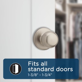 Weiser Fairfax Satin Nickel Door Knob, Interior Door Handles/Passage Knobs for Hall and Closet Door, Non-locking Hall/Closet Door Handle, Traditional Home Décor