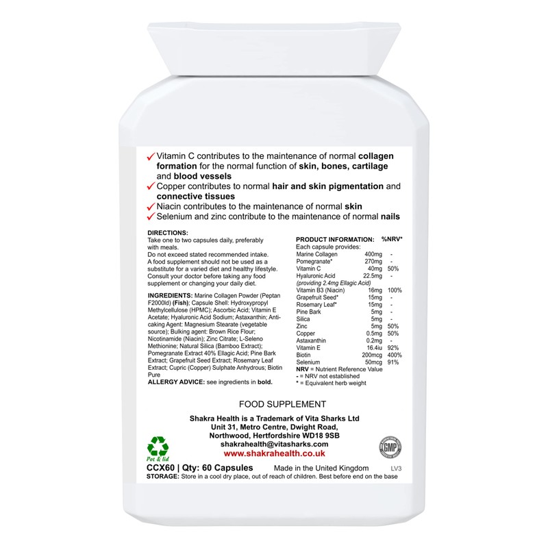 Glowing Goddess 60 Ultimate Marine Collagen Complex Capsules for Bones,
