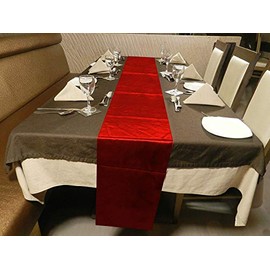 Rihana Wedding - Camino de Mesa de satén para decoración de Banquetes de Boda, 30,48 x 274,32 cm, Manzana roja, 10