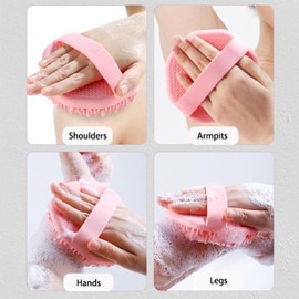 Silicone Body Scrubber, Silicone Body Brush for Showering,Exfoliating Body Scrubber for Sensitive Skin (2 Pcs-Pink & Grey)