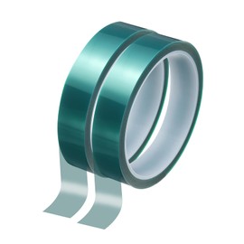 HARFINGTON 2 Rolls High Temperature Masking Tape 4/5" x108ft(20mmx33m) 0.05mm Thick PET Film Silicone Adhesive Heat Resistant Tapes for Heat Press Anodizing Circuit Board, Dark Green
