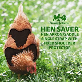 Hen Saver Hen Apron/Saddle, Single Strap w/Fixed Shoulder Protector – Durable Premium Protection, Hand-Sewn, 100% Cotton, 3 Layers Thick, Protection for Feather Loss & Rooster Injuries - Brown, XL