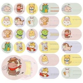 120Pcs Kids Bandages 12 Styles Zodiac Themes Animal Pattern Bandaids Variety Pack, 0.9In Round Vaccination Bandage Adhesive Plaster Dot, Kids Bandaids for Small Wounds, Pimples, Vaccination and Blist