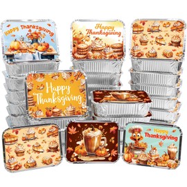 WorldBazaar Thanksgiving Aluminum Food Containers with Lids 36PCS Dessert Thanksgiving Leftover Containers Disposable Turkey Aluminum Containers Thanksgiving Party Supplies