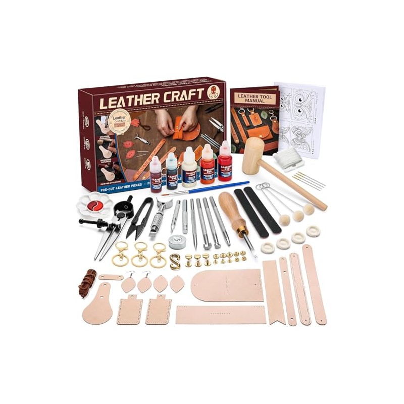 UHAPEER 88PCS Leather Crafting Kit: Leather Working Tools and Supplies