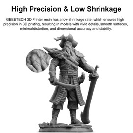 GEEETECH Upgraded 3D Printer Resin, 405nm Fast UV-Curing 1kg Standard Resin, Photopolymer 3D Printing Resin for DLP LCD 3D Printing (Grey, 1kg)