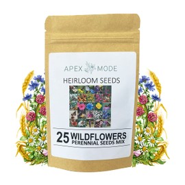 Perennial Wildflower Seeds Package with 25 Different Varieties 100,000 Seeds, Hummingbird and Butterfly Garden, Popular Perennial Flower, Non-GMO Wildflower Mix for Your Garden