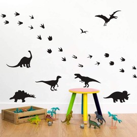 Black Dinosaur Wall Stickers Dinosaur Footprints Wall Decals Dino Feet Wall Stickers Black Animal Vinyl Dinosaur Wall Decals for Boys Bedroom Kids Room Nursery Decor