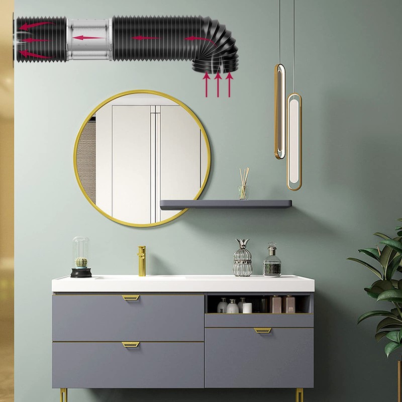 Teqooza 4" Duct Connector, 100mm Diameter Black Plastic Straight Pipe