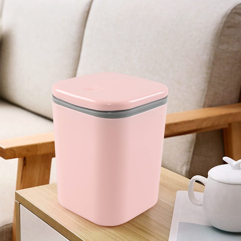 Xowine 0.5 Gallon Plastic Tiny Push-Button Trash Can, Desktop Mini