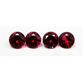 Ahid Arts Genuine Red Ruby Round 6 MM Shape 4 Pieces For Ring & Jewelry Use Making, 2.0ct, Stone, moissanite