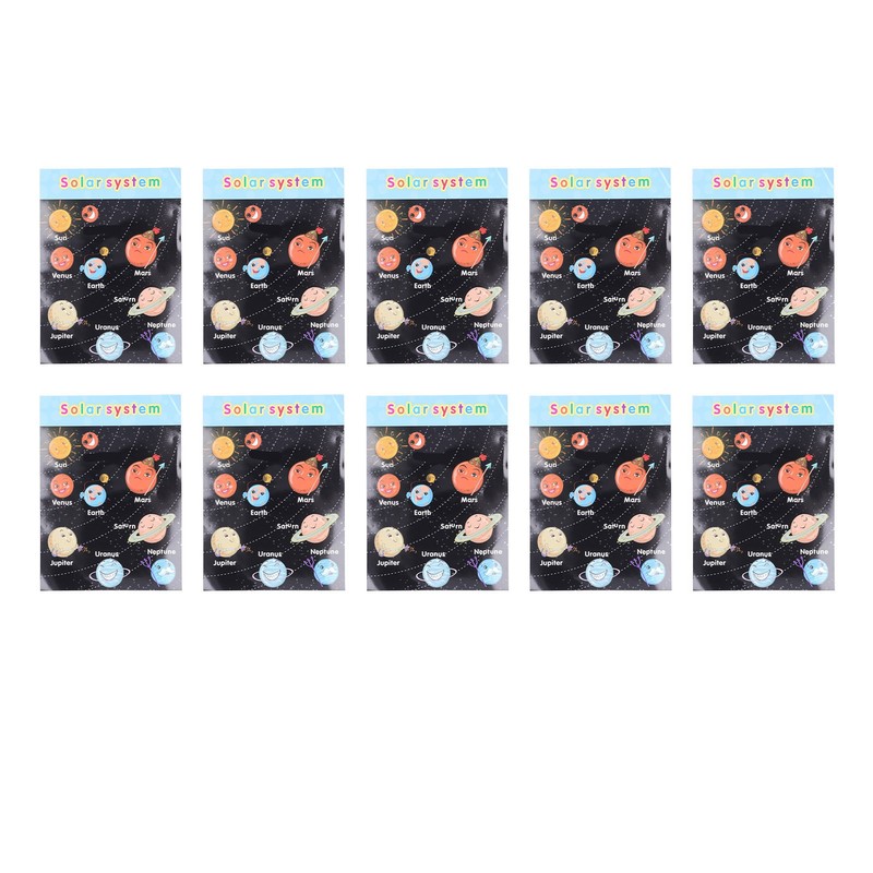 10pcs Children Cartoon Cute Solar System Poster Home School Planet